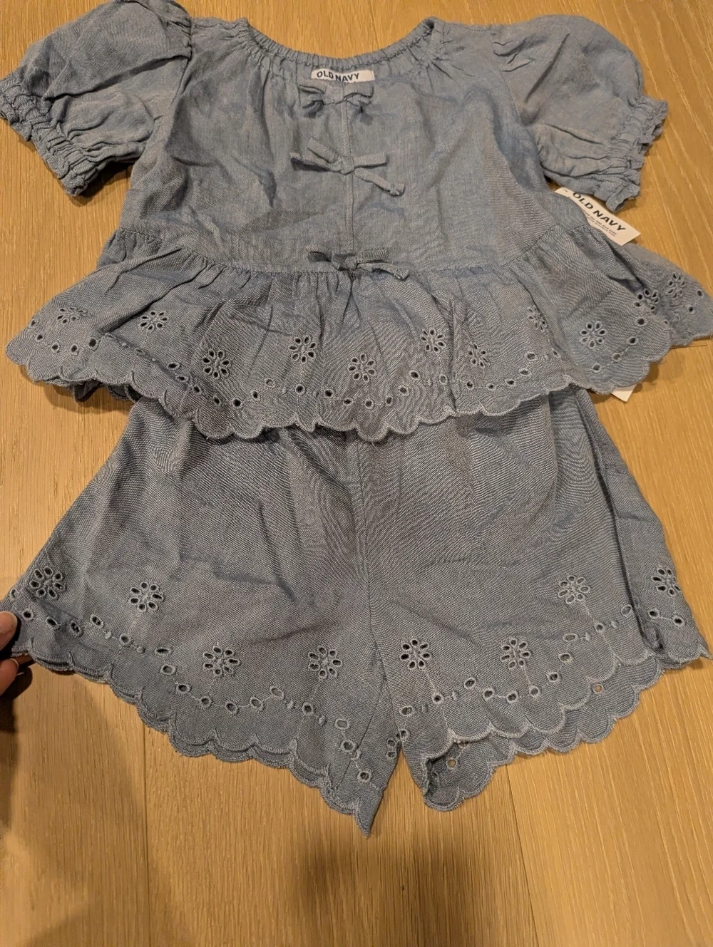 Old Navy Light Chambray Eyelet Two-Piece Set - Blue